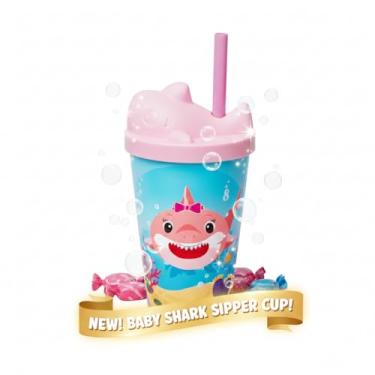 Imagem de Copo Infantil com Canudo e Com Tampa em 3D Animais Personalizados Bebidas Sucos Refrigerantes Água Leite 350ml Estampado (Baby Shark (Rosa))