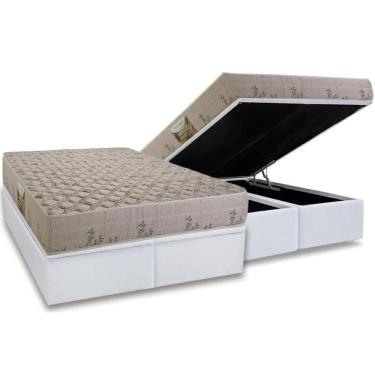 Imagem de Conjunto Box Baú Queen: Colchão Espuma Herval D33 Cannes + Base Crc Linhão White (158x198)