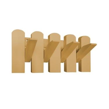 Imagem de Cabide de madeira montado na parede natural, 4 ganchos, estilo chave de piano, cabide dobrável para baixo, organizador de gancho de parede que economiza espaço para entrada, sala de estar, escritório