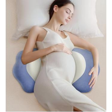 Imagem de Travesseiros de gravidez para dormir, travesseiro de maternidade de espuma viscoelástica para barriga traseira, travesseiro de cunha de viagem ajustável para mulheres grávidas, travesseiros laterais
