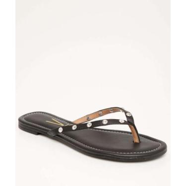 Imagem de Rasteirinha Feminina Tiras Strass Vizzano-64058, Preto, 36