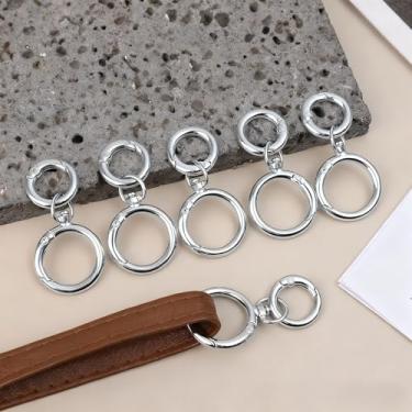 Imagem de 5 peças de mosquetão redondo de mola com clipe de argola giratória, ganchos de gatilho, fechos de metal, chaveiros para bolsa de mão, artesanato DIY (5 peças prata)