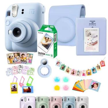 Imagem de Combo Camera Instax Mini 12 Azul + Kit 8 Acessórios Album Bolsa Filme 