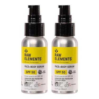 Imagem de Raw Elements Soro facial + corporal FPS 50 protetor solar mineral totalmente natural – seguro para recifes, resistente à água, proteção UVA/UVB de amplo espectro, seguro para todas as idades, tamanho