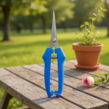Imagem de Tesouras de poda de jardim para galhos, grama e árvores frutíferas com alça antiderrapante para fácil corte (azul)