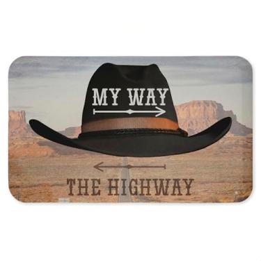 Imagem de Tapete antifadiga My Way Highway Cowboy antifadiga, tapete ergonômico acolchoado para cozinha e pé com suporte antiderrapante, tapete confortável ecológico, design por Marcus Prime, 76 cm x 45 cm