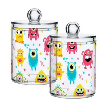 Imagem de Qilmy Qtip Suporte de 400 ml, frasco de armazenamento de boticário de plástico transparente com tampa, dispensador de recipiente de banheiro para bola de algodão, cotonete, fio dental, pacote com 2