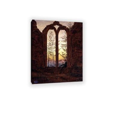Imagem de Ruínas do Mosteiro de Oybin por Caspar David Friedrich Impressões em tela bem decoração The World Classic Art Reproduções de arte grande giclée arte de parede para sala de estar decoração de casa 90 x