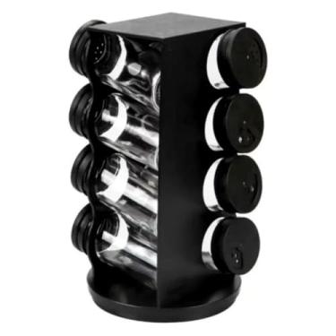 Imagem de Porta Condimentos Giratí³rio Plástico Preto com 08 Potes 80ml