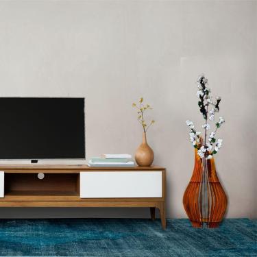 Imagem de Vaso De Chão Decorativo Grande Andromeda Mdf Mdf Cru Tamanho Kit Com 2 - 85x30cm E 70x25cm