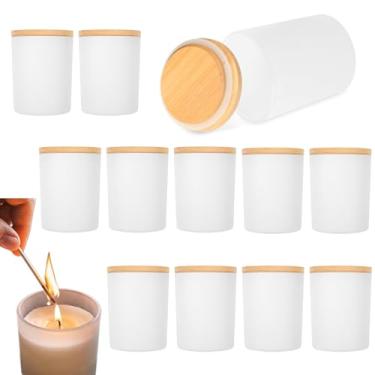 Imagem de Castiçal de vidro branco fosco com tampa, para decorações de festa, aniversário, casamento e decoração de mesa de jantar, 12 peças