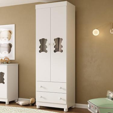 Imagem de Guarda-roupa Infantil 62cm 2 Portas com Vidro e 2 Gavetas Fofura Multimóveis MP4481