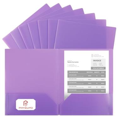 Imagem de pmybupo Pacote com 25 pastas de plástico roxo com bolsos, pastas de arquivo resistentes duráveis com compartimento para cartão de visita, pasta de 2 bolsos para crianças, casa, escola, escritório