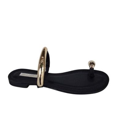 Imagem de Sandália Rasteira Feminina Couro Dourado Bottero - Preto