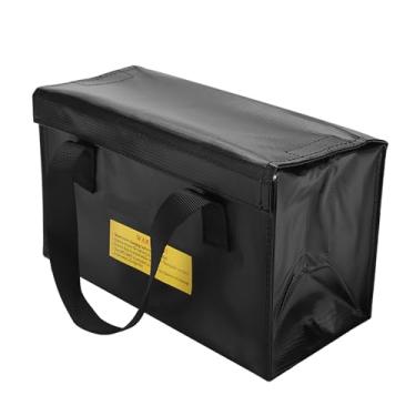 Imagem de GLOGLOW Outras Necessidades Diárias Domésticas Bolsa de Bateria, Material de PVC Retardante de Fogo, Grande Capacidade, 26x12x16cm, Lipo Nan à Prova de Explosão Prateado e Preto (Preto)