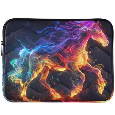 Imagem de Capa colorida para notebook com cavalo de fogo arco-íris elegante capa protetora universal para laptop de 13 a 14 polegadas