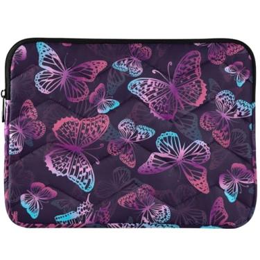Imagem de Capa para notebook borboleta roxa neon preta capa para laptop MacBook Pro 14 polegadas capa universal 13-14 polegadas linda capa para laptop