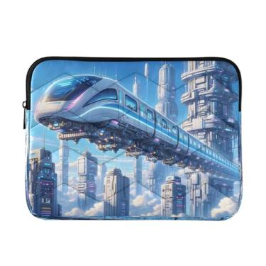 Imagem de Bolsa de trabalho tropical charmosa urso polar, bolsas de laptop de 13 a 13,3 polegadas para homens, bolsas médias para professores, trem celeste futurista azul, G