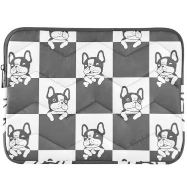 Imagem de Capa para notebook de cachorro xadrez personalizada buldogue francês, capa universal para laptop de 13 a 14 polegadas, capas e capas para MacBook Air de 13 polegadas