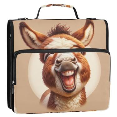 Imagem de Fichários de tecido de 3 cm com 3 anéis, resistente, fofo, animal adorável, organizador de fichário, portfólio e estojo, pasta de anel, fichários com alça bolsa escolar