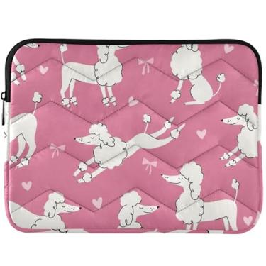 Imagem de Capa fofa para laptop Poodles com desenho de cachorro, rosa, fofa, universal, 13 a 14 polegadas, capas de computador fofas para MacBook Air, 13 polegadas