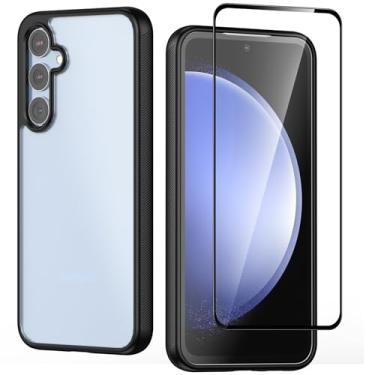 Imagem de Feitenn Capa para S23 FE, capa protetora premium de policarbonato + TPU à prova de choque com protetor de tela de vidro temperado para Galaxy S23 FE (preto)