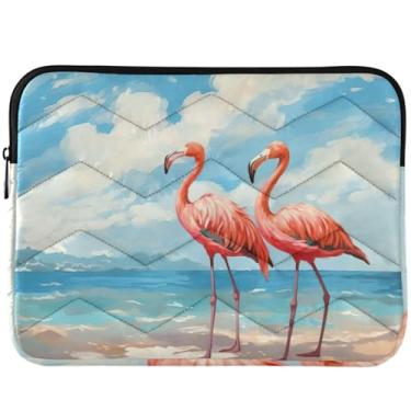 Imagem de Capa para laptop rosa flamingos praia fofa para Macbook Air 13 polegadas capa para laptop capa fofa para notebook universal 13-14 polegadas