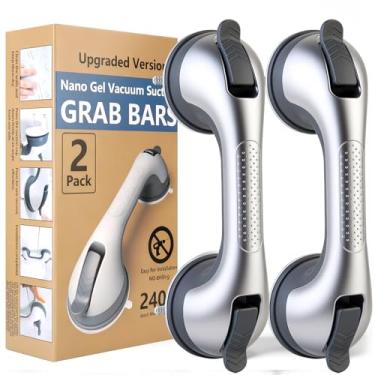 Imagem de Pacote com 2 barras de apoio para alça de chuveiro, produtos de assistência a idosos, segurança de barra removível para idosos, alças de ventosa para banheiras e chuveiros/banheiro/paredes, corrimãos