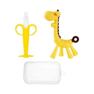 Imagem de Escova De Dente De Silicone Para Bebês 2PCS Livre De BPA Em Forma De B