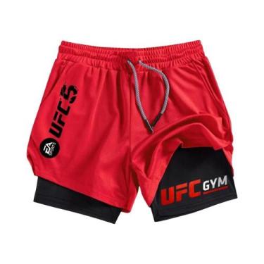 Imagem de Shorts Esportivos Masculinos 2 Em 1 De Secagem Rápida Para Academia E 