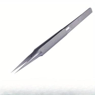 Imagem de 1 pinça ferramenta de manutenção profissional 0,15 mm borda precisão impressão digital pinça placa principal fio de cobre (prata, cabeça reta)