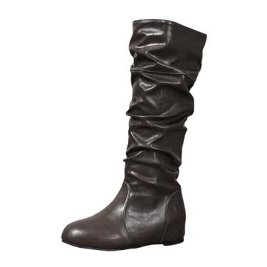 Imagem de Botas femininas modernas casuais até o joelho com sola plana Versátil Cool Elegante Design de Inverno Vários EUA, Café, 36