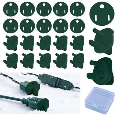 Imagem de 10 conjuntos de juntas à prova de intempéries e protetores de plugue, capa de tomada à prova d'água para uso externo GFCI protetor de conector de cabo de extensão para instalação de luz de Natal