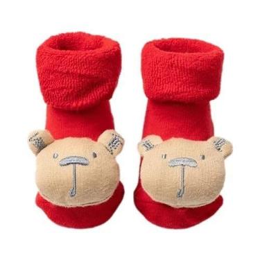 Imagem de Meias De Algodão Antiderrapantes Para Bebês Meninos E Meninas, Vermelh