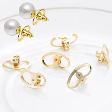 Imagem de Almofadas de brinco hipoalergênicas ajustáveis grandes confortáveis para brincos pesados, pacote com 6, uso diário, eventos, viagens, dourado