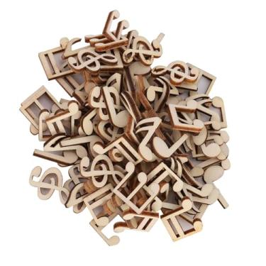 Imagem de Cosiki Conjunto de Clipes Decorativos de Notas Musicais de Madeira para Artesanato DIY, 100 Peças de Clipes de Notas de 2 Cm para Costura, álbum de Recortes e Confecção de Cartões Adequados para Decorações de Natal ( musicais de madeira)
