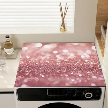 Imagem de Capas de lavadora e secadora para o topo, glitter dourado rosa antiderrapante para máquina de lavar roupa, tapete protetor de secadora para lavanderia, cozinha, decoração de casa, 59,9 cm x 50 cm