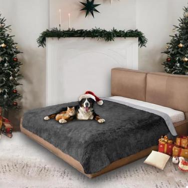Imagem de Snugglesinto Capa de cama de cachorro à prova d'água, cobertor macio de pelúcia com parte traseira antiderrapante para cama, sofá, protetor de móveis para cães e gatos pequenos, médios e grandes