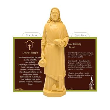 Imagem de Estátua de São José para venda de casa, estátua de São José baseada na fé com cartão de oração para venda de casa, ideal para vender casas, atividades religiosas (marfim 10 cm, 1 peça)