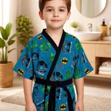 Imagem de Roupão Infantil Aveludado Quimono Estampado Batman P Lepper