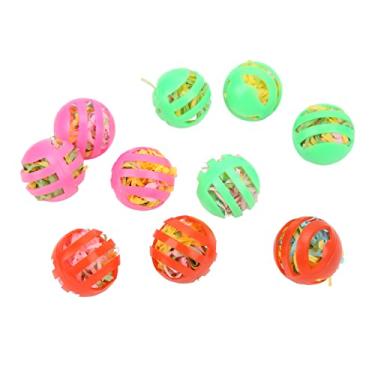 Imagem de Ainoli 10 peças de bola de pássaro brinquedo colorido oco recheado papagaios bolas de forrageamento com sino para periquito calopsita