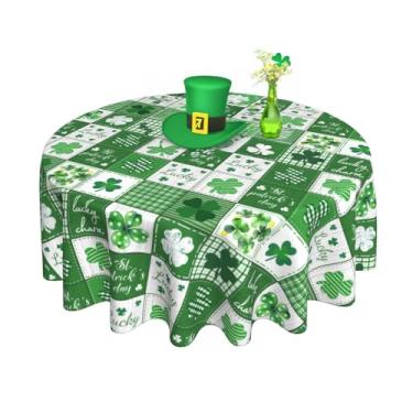 Imagem de SUZEJHE Toalha de mesa redonda para o dia de São Patrício, 152 x 152 cm, decoração sazonal para casa, cozinha, sala de jantar, piquenique, festa, primavera