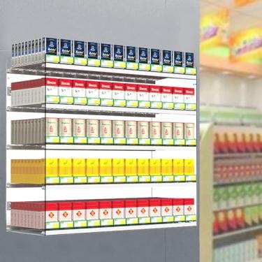 Imagem de Rack de exibição de cigarros - Organizador de acrílico transparente de 2 a 7 camadas com empurrador automático, vitrine de varejo para cigarros, 50 x 27 x 35 cm, ideal para lojas de conveniência e
