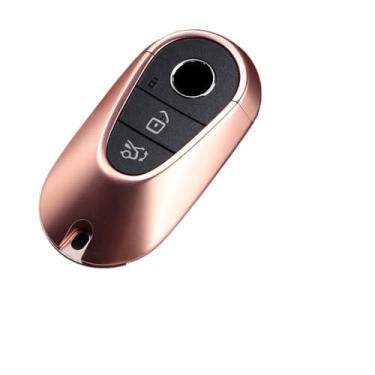 Imagem de Metal escudo chave do carro prata Compatível com benz cs classe w206 w223 s350 c260 c300 s400 s450 s500 2022 2023 2024 2025(Rose Gold)