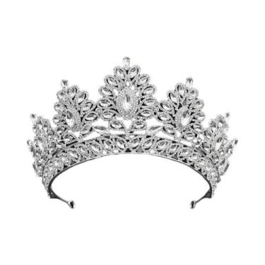 Imagem de Coroa De Noiva Dourada Com Diamantes Grandes Multicoloridos, Tiara De 