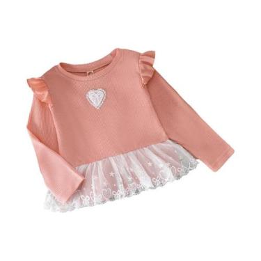 Imagem de Camiseta De Manga Comprida Para Bebês Meninas, Tecido Confortável Com 