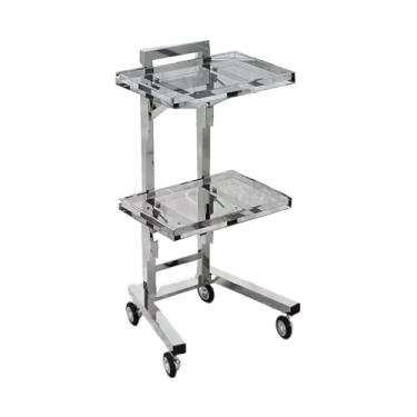 Imagem de Carrinho de salão dobrável com rodízios de 360° - Organizador portátil de armazenamento multicamadas para cabeleireiro, spa e tatuadores - Carrinho de beleza versátil sobre rodas