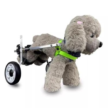 Imagem de Cadeira de rodas ajustável para cães pequenos/médios - Suporte leve de 2 rodas para animais de estimação paralisados, suporte de perna traseira, auxílio de mobilidade para cães com deficiência (médio)