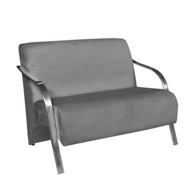 Imagem de Poltrona Namoradeira Vênus Braço Alumínio Tecido Cinza