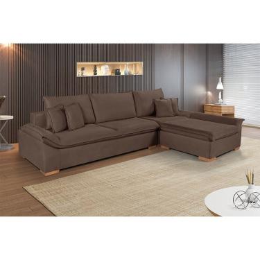 Imagem de Sofá Martins M-201 Veludo Canto Invertido Estofados Martins Veludo Marrom